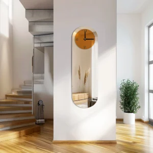 🪞⏰ مرآة حائط مع ساعة مدمجة