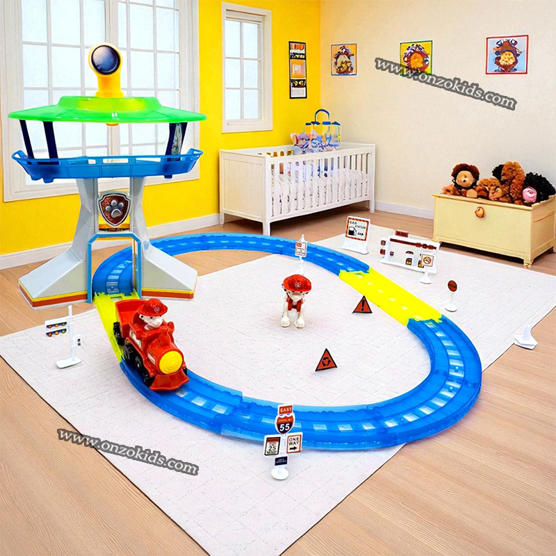 🚓✨ مضمار لعب مضيء بقاعدة كبيرة – باو باترول 🐾🎉 - الصورة 2