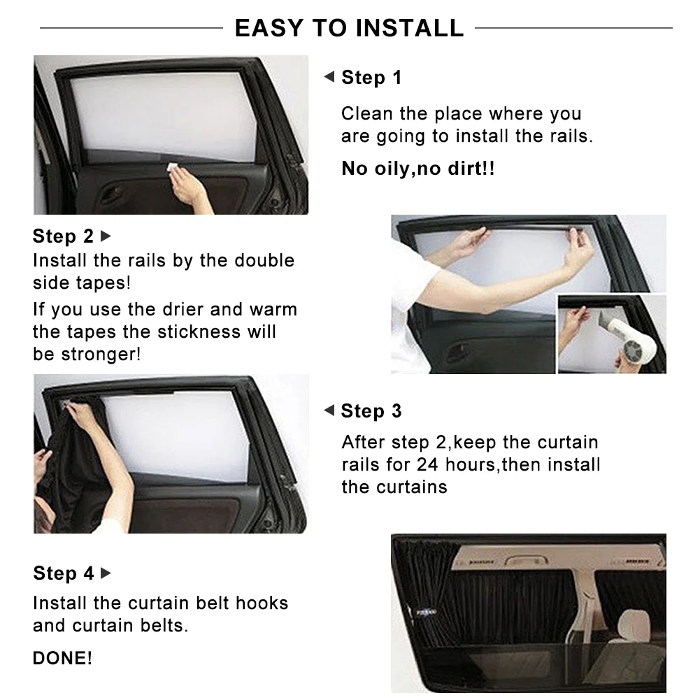 Rideaux Pare-Soleil Voiture – Protection et Confort & Intimité Maximale ستائر شمسية للسيارة 🚗☀️ - الصورة 4