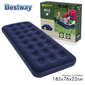 Bestway Matelas Gonflable 185×76×22 cm – Confort Portable & Sommeil Relaxant Partout راحة محمولة للنوم والاسترخاء داخل المنزل وخارجه وقابلة للاستخدام في المسابح